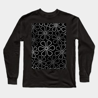 Abstract Flowers White Grays Black Long Sleeve T-Shirt